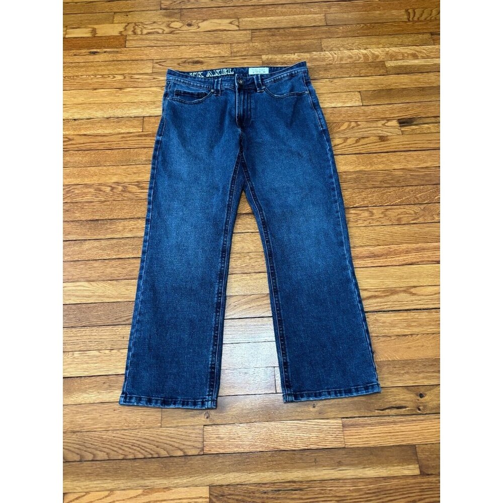 TK Axel Mens Slim Boot Jeans Sz 32x30 Dark Blue Denim Bootcut Cowboy (Meas 33x29